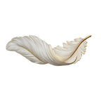 White and gold backlit feather wall lamp, product view