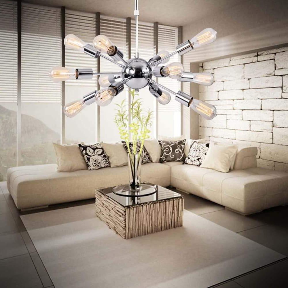 Chrome and black 12-light sputnik chandelier, eighth view