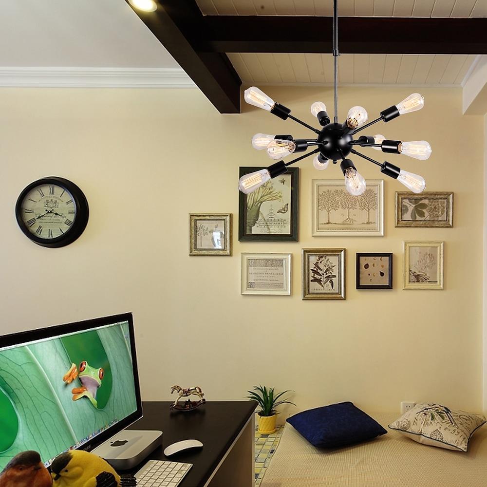Chrome and black 12-light sputnik chandelier, seventh view