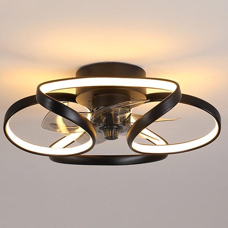 Flower Ceiling Fan with Light, Modern Recessed LED Fan with Remote for Bedrooms and Dining Rooms, Gold, White or Black