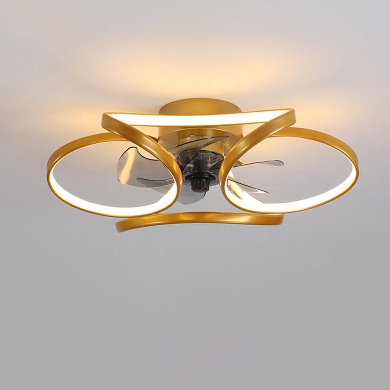 Flower Ceiling Fan with Light, Modern Recessed LED Fan with Remote for Bedrooms and Dining Rooms, Gold, White or Black