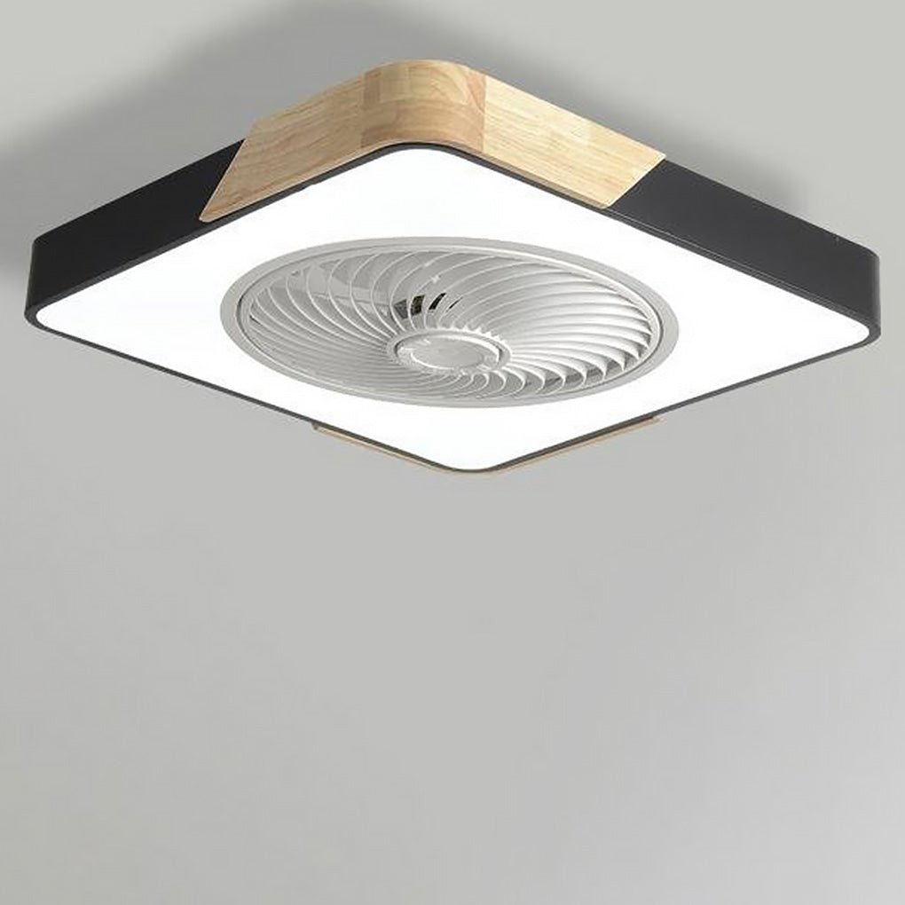 Flush Mount Ceiling Fan with Light, Bladeless LED Fan with Remote for Bedrooms and Low Ceilings, Round or Square in Four Colors