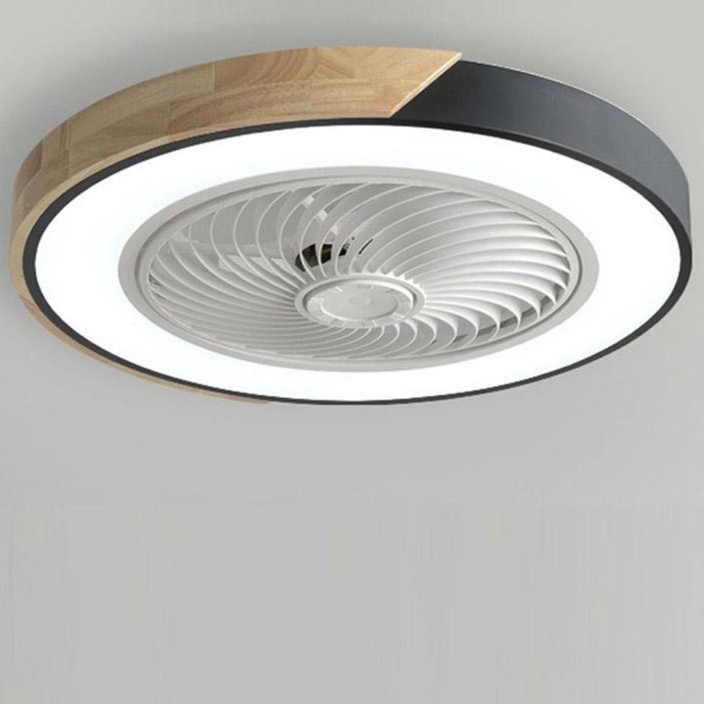 Flush Mount Ceiling Fan with Light, Bladeless LED Fan with Remote for Bedrooms and Low Ceilings, Round or Square in Four Colors