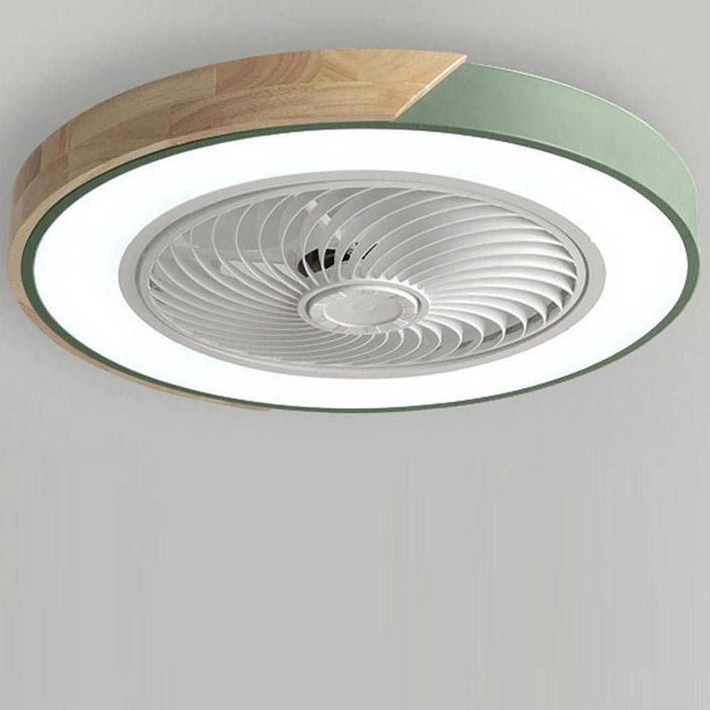Flush Mount Ceiling Fan with Light, Bladeless LED Fan with Remote for Bedrooms and Low Ceilings, Round or Square in Four Colors