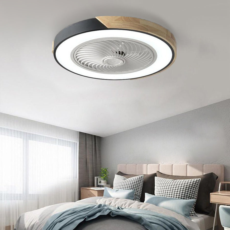 Flush Mount Ceiling Fan with Light, Bladeless LED Fan with Remote for Bedrooms and Low Ceilings, Round or Square in Four Colors