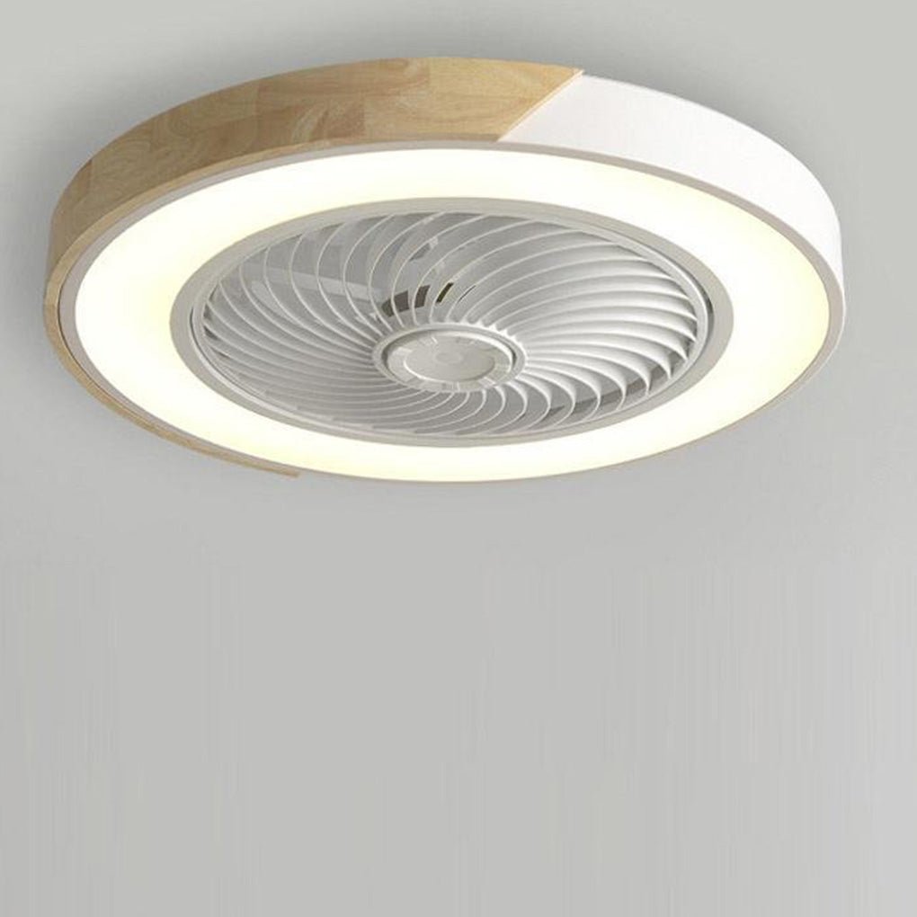Flush Mount Ceiling Fan with Light, Bladeless LED Fan with Remote for Bedrooms and Low Ceilings, Round or Square in Four Colors