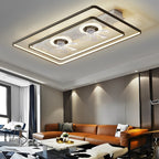 Flush mount dual head ceiling fan with LED light