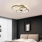 Semi flush mount multi ring ceiling light in a bedroom