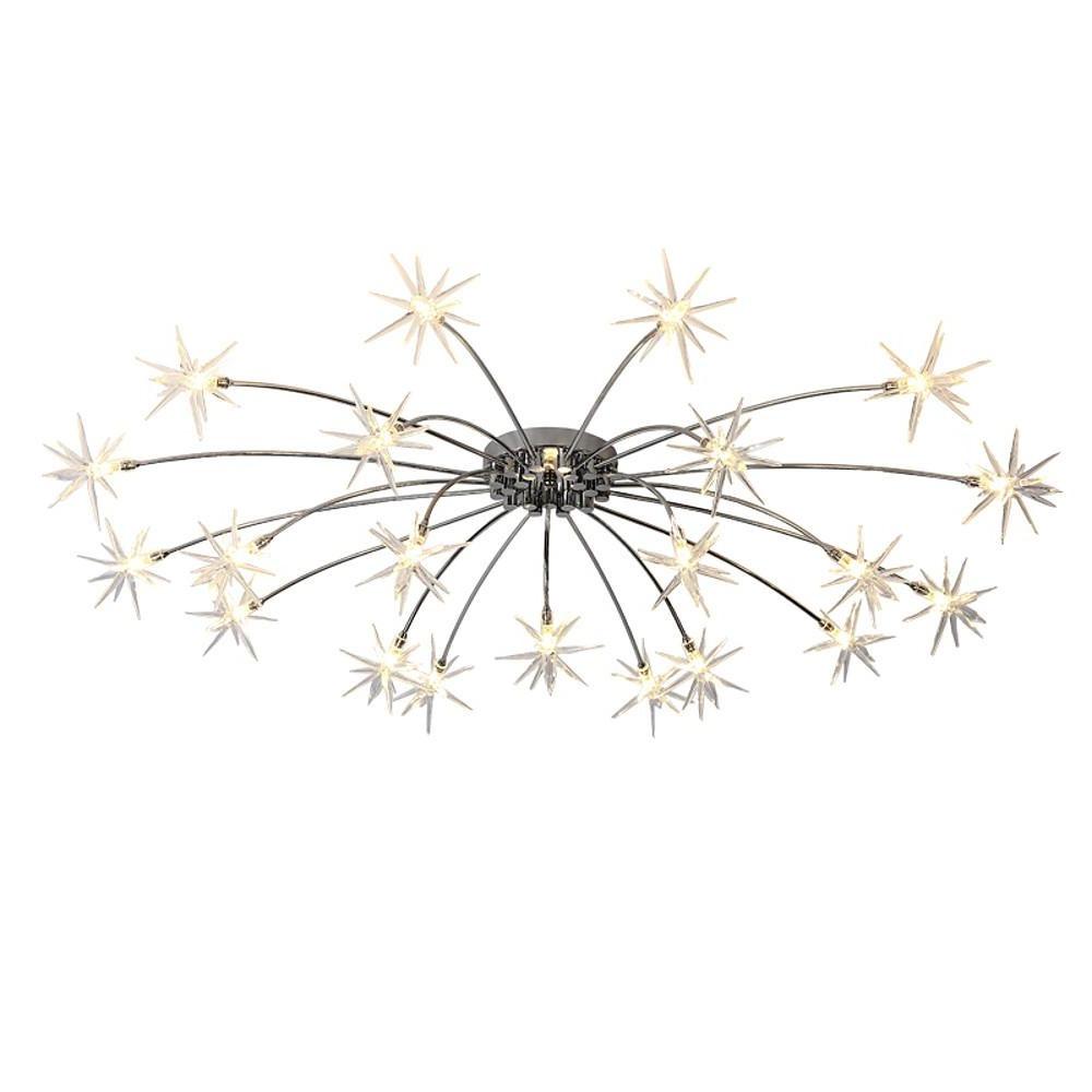Front view of the chrome starburst flush mount