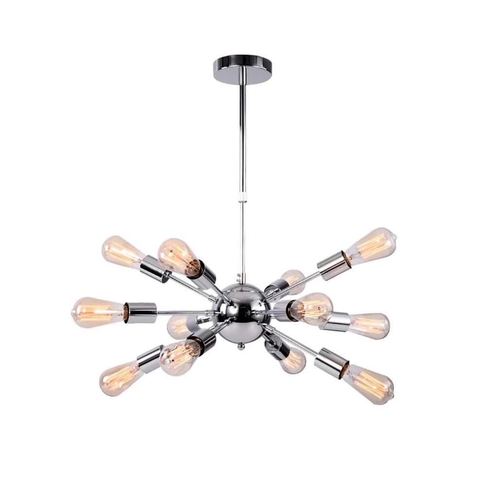 Chrome and black 12-light sputnik chandelier, second view