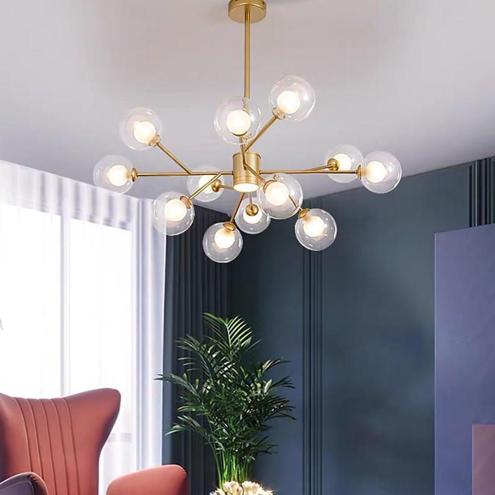 Gold metal and glass lantern chandelier, third product view