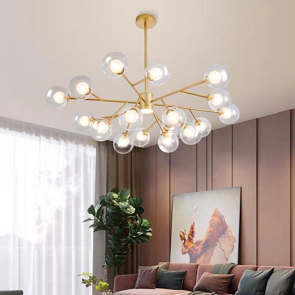 Gold metal and glass lantern chandelier, main product view