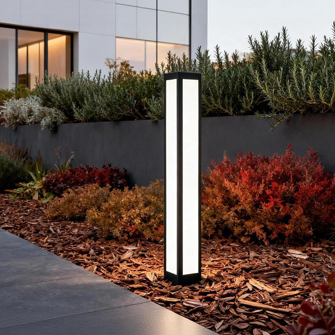 Garden Bollard Light, Waterproof Aluminum LED Path Fixture for Driveway and Walkway, Solar or Hardwired in Six Heights