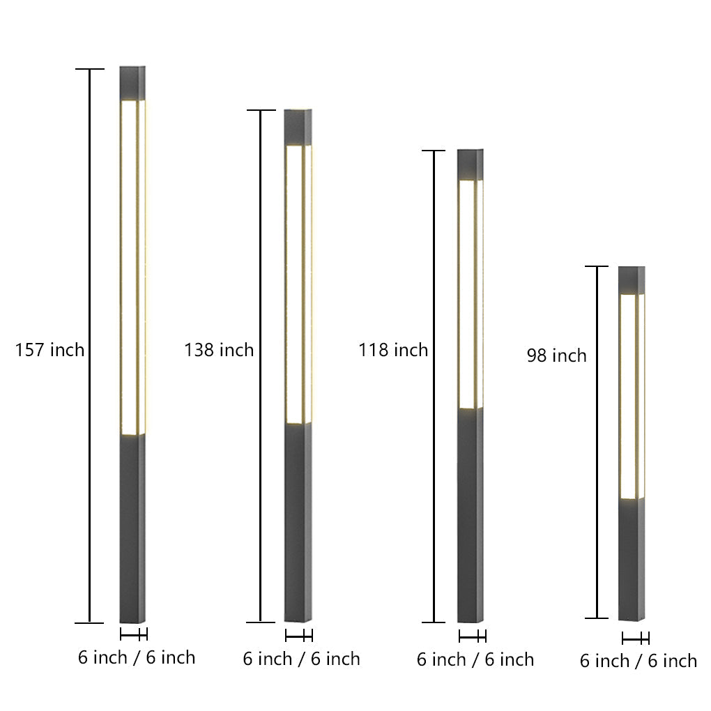 Garden Bollard Light, Waterproof Aluminum LED Path Fixture for Driveway and Walkway, Solar or Hardwired in Six Heights
