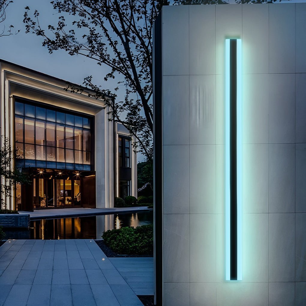 Minimalist Gate Wall Light, Black Stainless Steel Linear LED for Porches, Patios and Entrances, Five Lengths with RGB Option