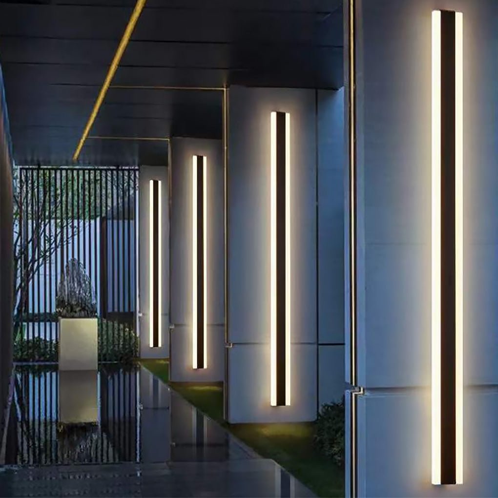 Minimalist Gate Wall Light, Black Stainless Steel Linear LED for Porches, Patios and Entrances, Five Lengths with RGB Option