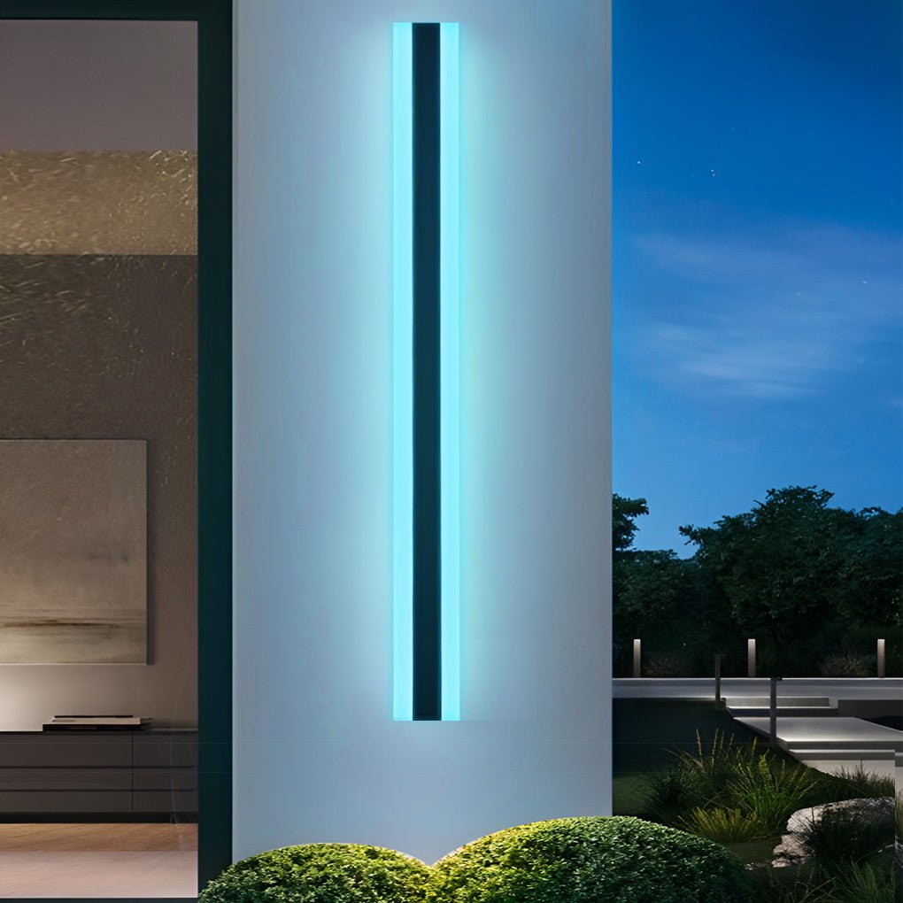 Minimalist Gate Wall Light, Black Stainless Steel Linear LED for Porches, Patios and Entrances, Five Lengths with RGB Option