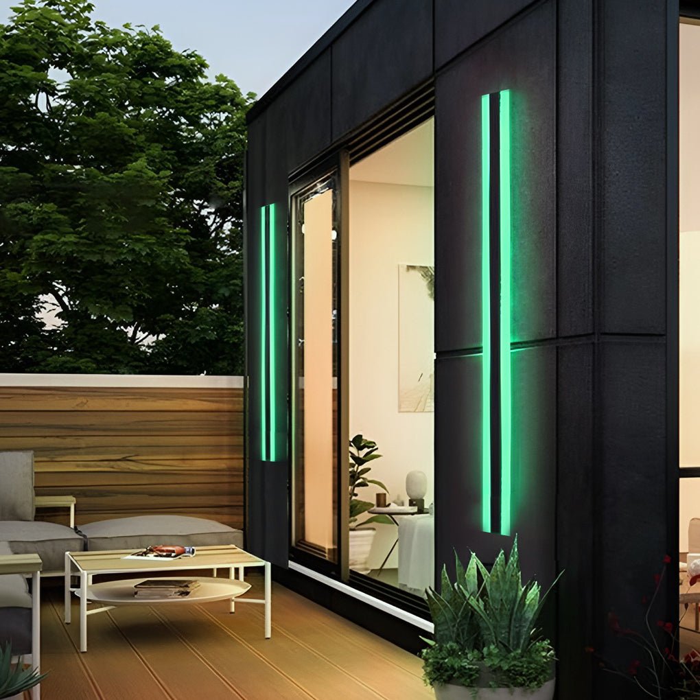 Minimalist Gate Wall Light, Black Stainless Steel Linear LED for Porches, Patios and Entrances, Five Lengths with RGB Option