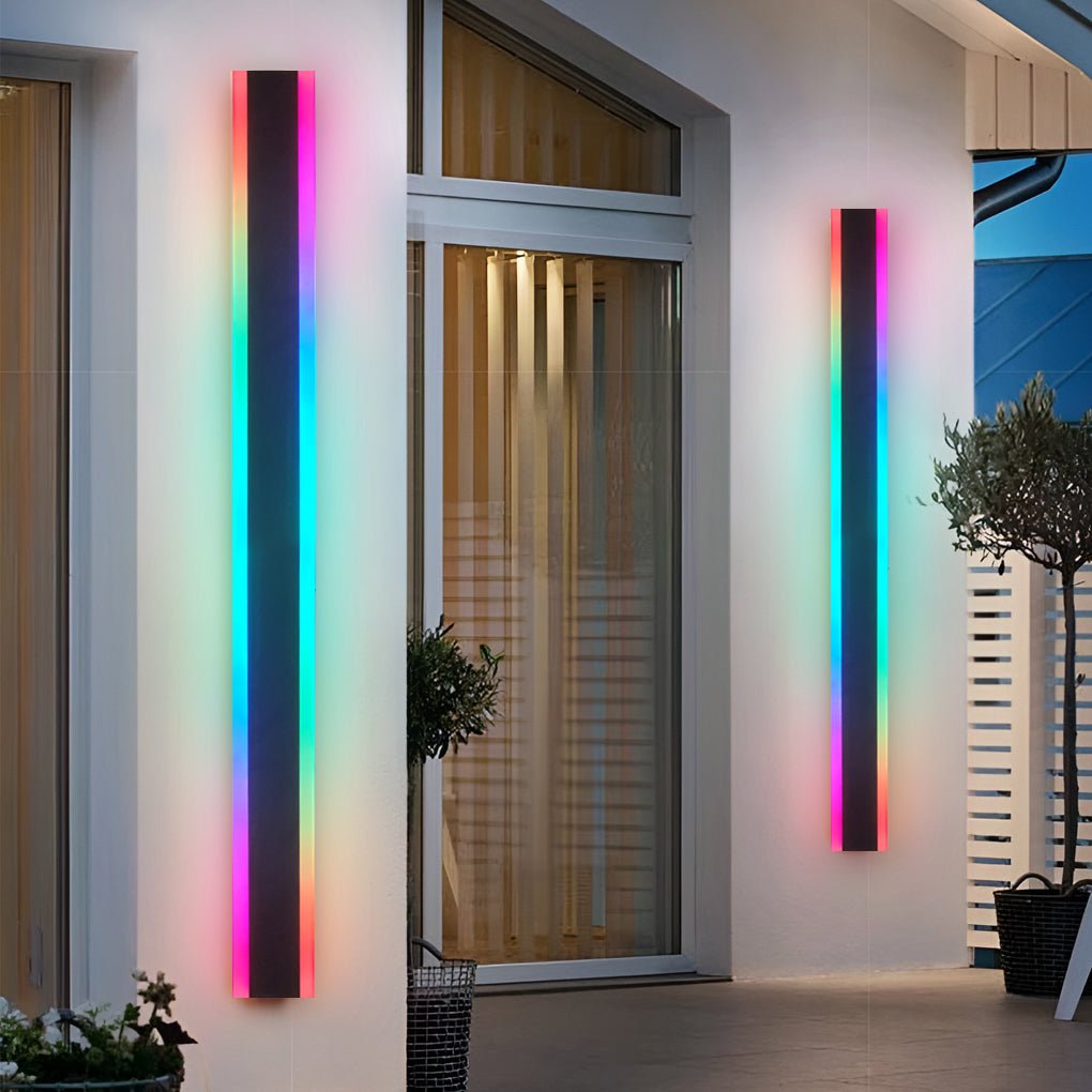 Minimalist Gate Wall Light, Black Stainless Steel Linear LED for Porches, Patios and Entrances, Five Lengths with RGB Option