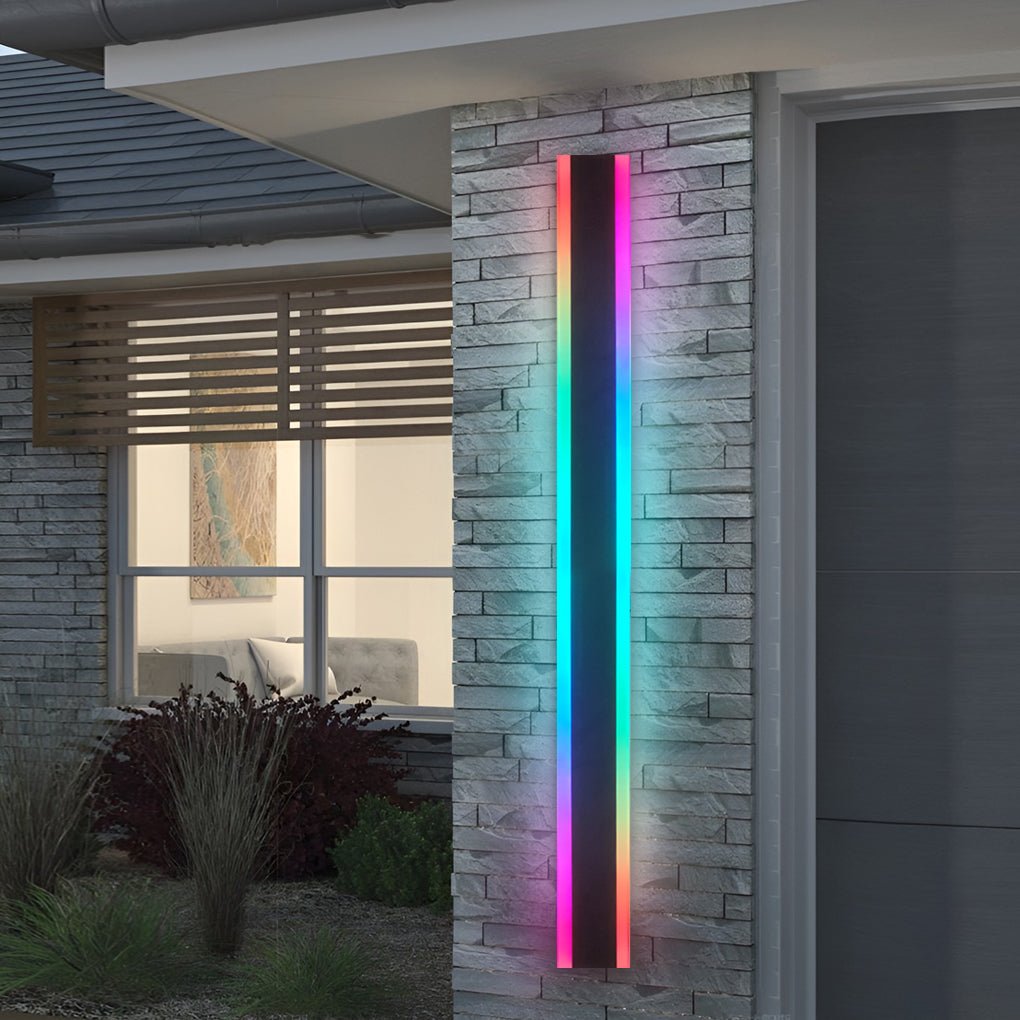 Minimalist Gate Wall Light, Black Stainless Steel Linear LED for Porches, Patios and Entrances, Five Lengths with RGB Option