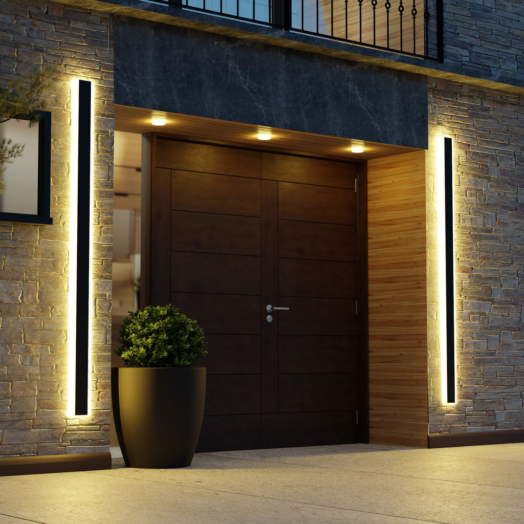 Minimalist Gate Wall Light, Black Stainless Steel Linear LED for Porches, Patios and Entrances, Five Lengths with RGB Option