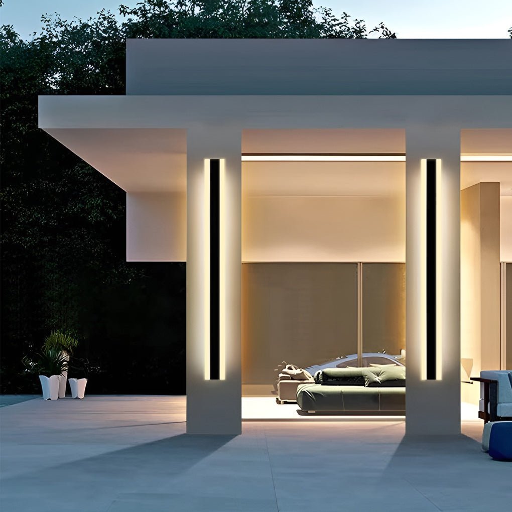 Minimalist Gate Wall Light, Black Stainless Steel Linear LED for Porches, Patios and Entrances, Five Lengths with RGB Option