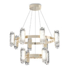 Geometric open ring chandelier with crystal detail