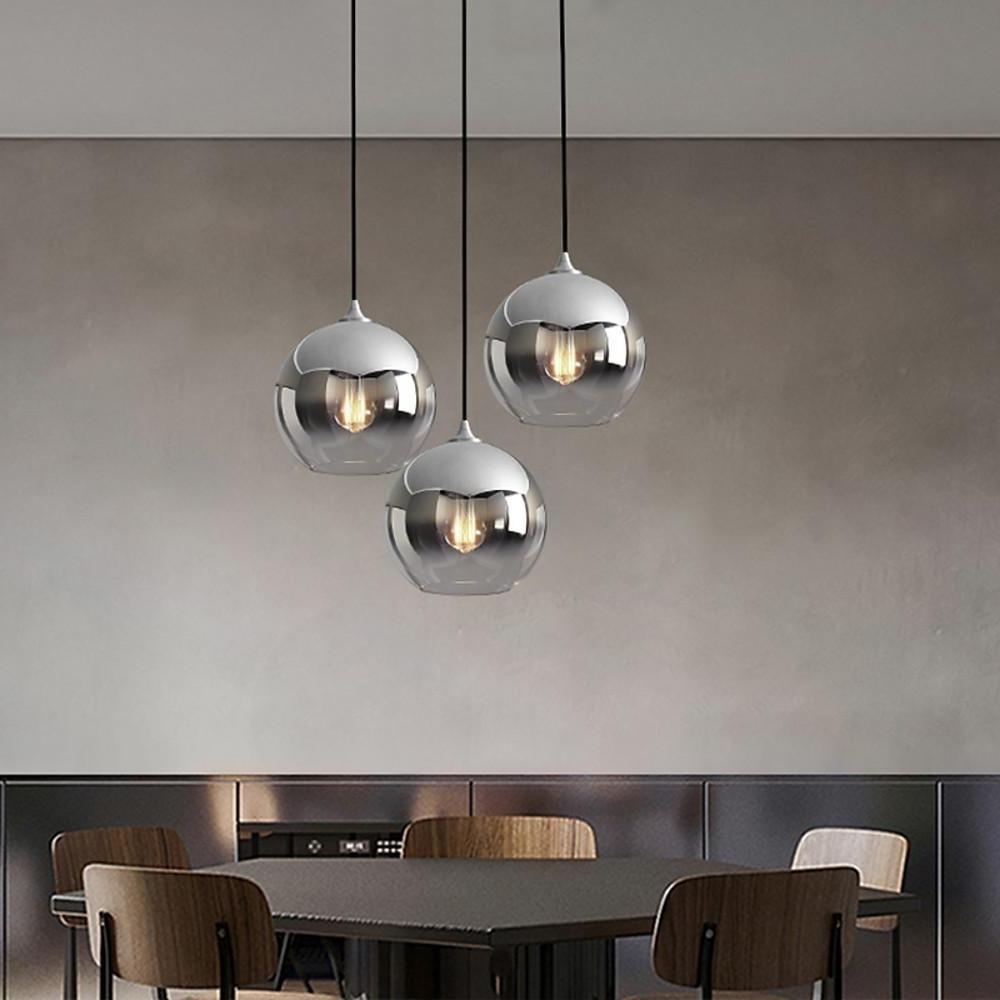 Glass Globe Pendant Light, Minimalist Single-Ball Ceiling Fixture for Kitchens and Bedside Corners, Gold or Silver Detail