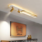 Gold adjustable ceiling spotlights with oval LED bodies