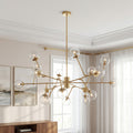 Gold bubble sputnik chandelier with clear glass globes