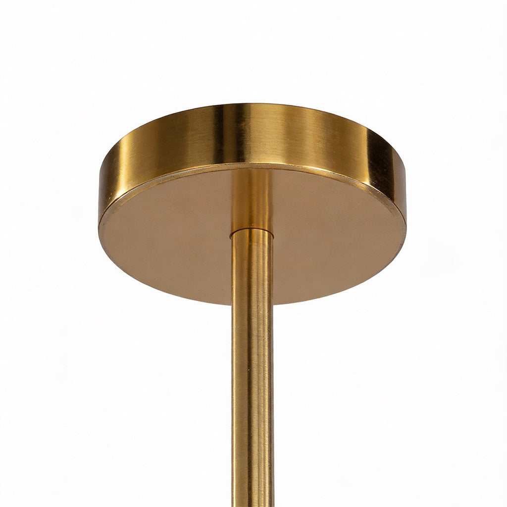Geometric Chandelier, Gold Metal and Clear Glass Ceiling Light for Entryway, Adjustable Rod