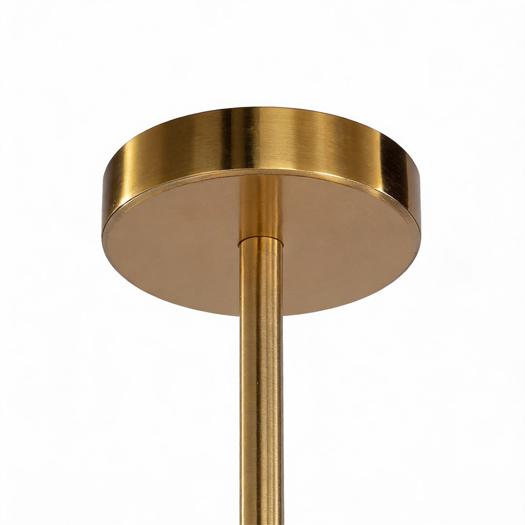 Geometric Chandelier, Gold Metal and Clear Glass Ceiling Light for Entryway, Adjustable Rod
