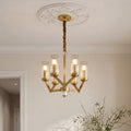 Gold glass drop chandelier with cylindrical shades