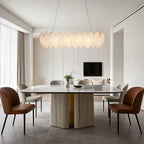 Gold horizontal feather glass chandelier, product view