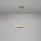 Modern LED Ring Chandelier, Round Halo Ceiling Light for Dining Room and Bedroom, Dimmable Aluminum Circle Pendant in 16, 24 or 31 Inch