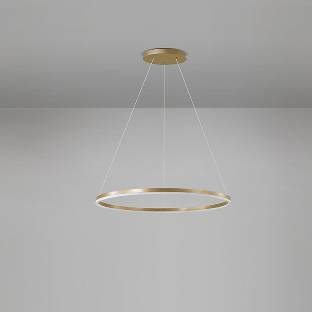 Modern LED Ring Chandelier, Round Halo Ceiling Light for Dining Room and Bedroom, Dimmable Aluminum Circle Pendant in 16, 24 or 31 Inch