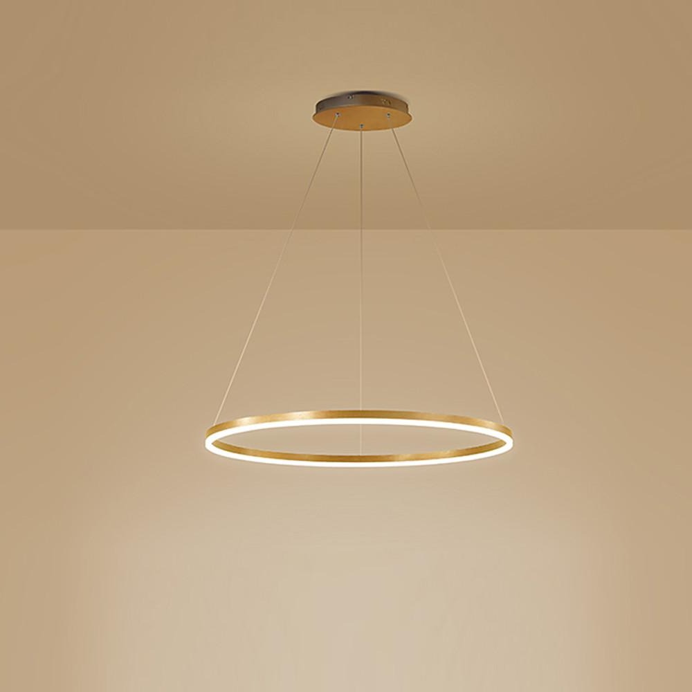 Modern LED Ring Chandelier, Round Halo Ceiling Light for Dining Room and Bedroom, Dimmable Aluminum Circle Pendant in 16, 24 or 31 Inch