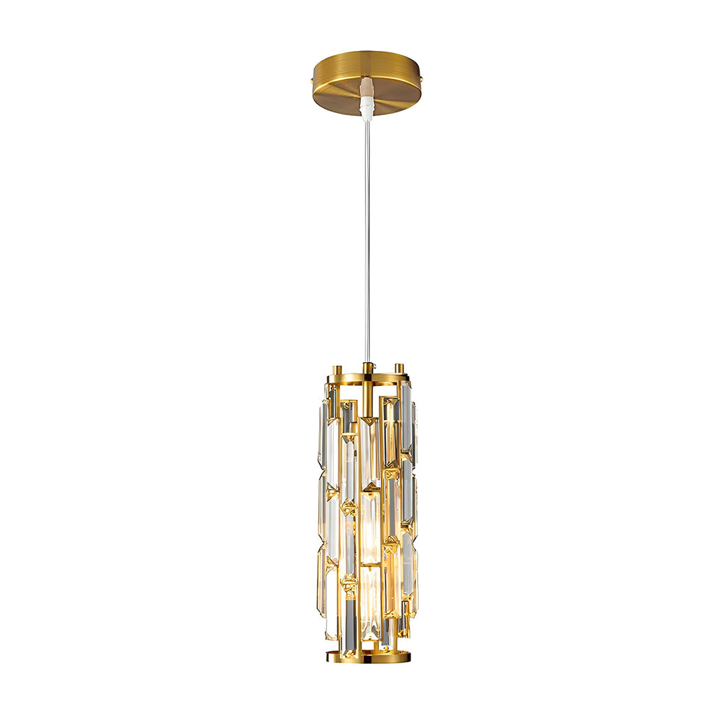Mini Crystal Pendant Light, Industrial Iron and Crystal Glass Hanging Light for Kitchen Island and Bar, 1 or 3-Light in Black, Gold or Chrome