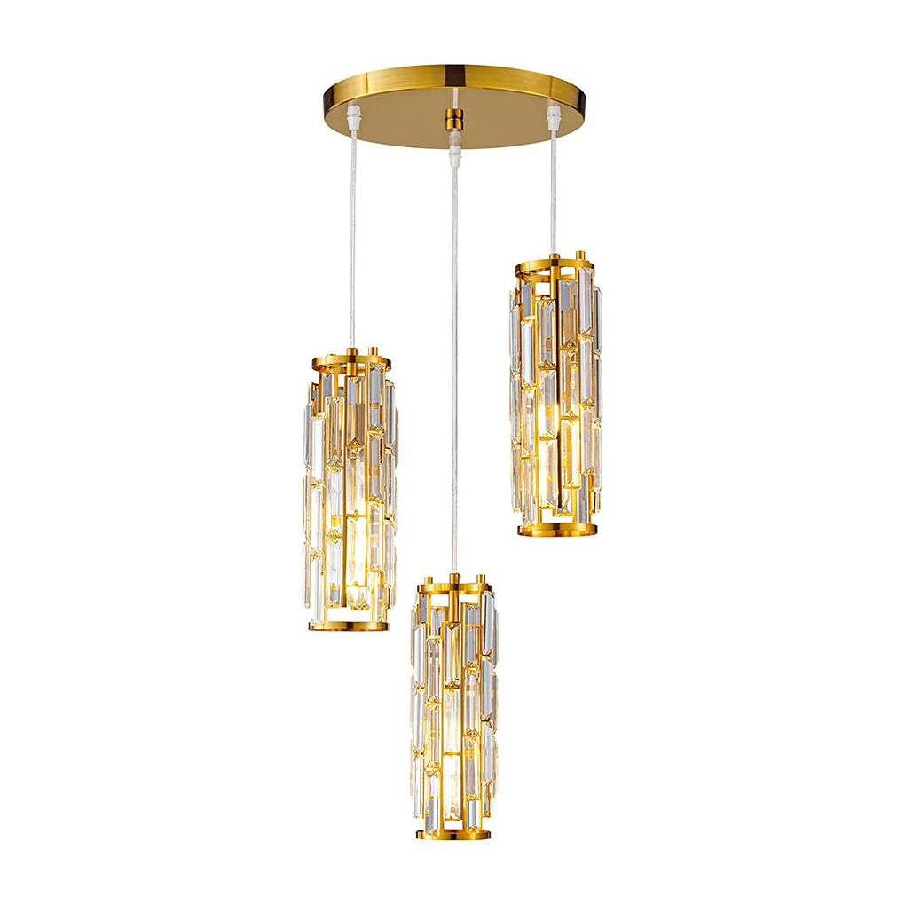 Mini Crystal Pendant Light, Industrial Iron and Crystal Glass Hanging Light for Kitchen Island and Bar, 1 or 3-Light in Black, Gold or Chrome