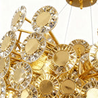 Close-up of the floral crystal and brass construction