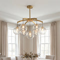 Glass Ball Chandelier, Full Brass and Clear Glass Ceiling Light for Living Room, 7 to 13 Lights