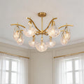 Gold shell chandelier with textured clear glass shades