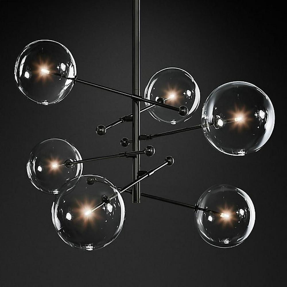 Copper geometric globe chandelier, fourth product view