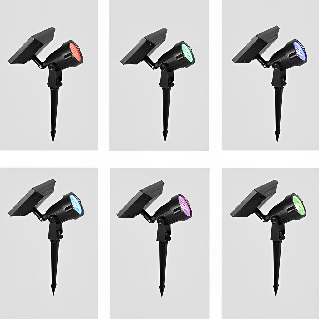 Solar Ground Spike Light, Adjustable LED RGB Spotlight for Trees, Gardens, and Landscape Beds, IP65 with 12-Hour Battery Runtime