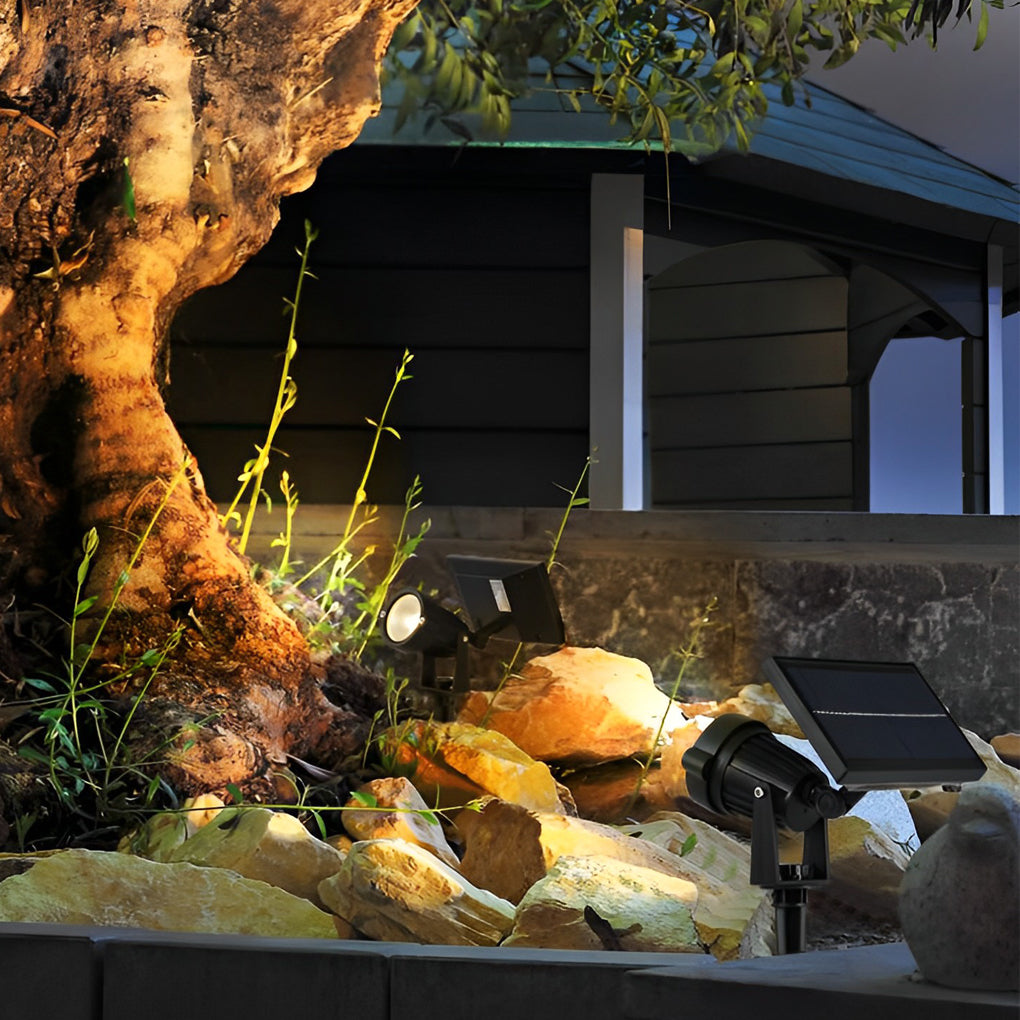 Solar Ground Spike Light, Adjustable LED RGB Spotlight for Trees, Gardens, and Landscape Beds, IP65 with 12-Hour Battery Runtime