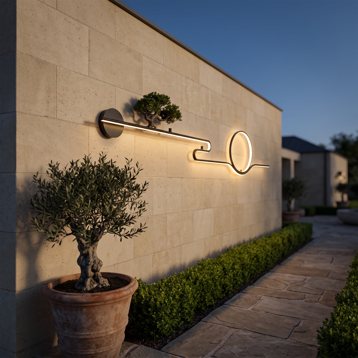 Outdoor Tree Wall Light, Sculptural Resin Landscape LED Sconce for Patio and Garden Walls