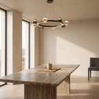 Black and Gold Modern Chandelier, Acrylic LED Ceiling Light for Dining Room and Living Room