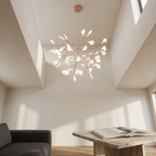 Sputnik Chandelier, Copper and Glass 45-Light Starburst Fixture for Living Room and Staircase