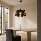 Geometric Chandelier, Black Metal Hexagonal Cluster Ceiling Light for Dining Room and Bedroom