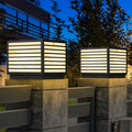 Modern Pillar Post Light, Waterproof Stainless Steel Marble-Texture LED Column Lamp for Terraces and Gateposts, Solar or Hardwired